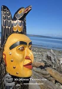 18" Raven and the Light Mask, authentic and hand carved by Randy Stiglitz