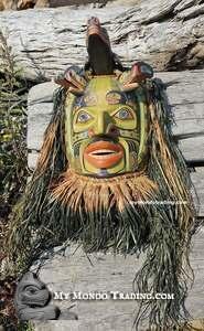 28" Komokwa Chief of the Sea Mask incl. fringe(!), Abalone inlaid, by Randy Stiglitz