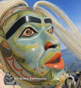 Salmon Portrait Mask, hand carved, authentic art, Janice Morin and Randy Stiglitz 