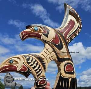 Eagle catching salmon, gorgeous native art by Sarah Daniels/Robertson - SOLD