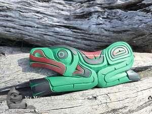 Beautiful Frog wall art carving, hand carved Indigenous art by Sarah Robertson