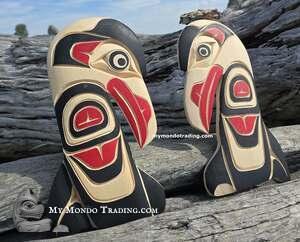 PAIR: Mourning Raven, authentic art, Sarah Robertson, Kwagiulth Nation