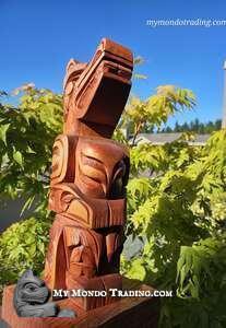 Wolf totem, carved cedar by Sarah Robertson - SOLD 