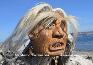 Grandfather / Ancestor Portrait Mask, red cedar, hand carved First Nations art by Sean Whonnock