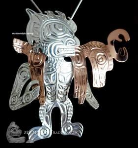 Sasquatch and Deer, jewelry art pendant, Solomon Seward - SOLD