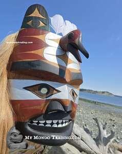 Vintage Woodpecker Mask, 18", hand carved, fabulous piece by Tim Paul