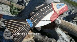 24" red cedar Salmon, Squamish Indigenous art carving by Neil Baker 