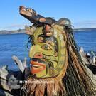 28" Komokwa Chief of the Sea Mask incl. fringe(!), Abalone inlaid, by Randy Stiglitz