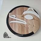 18" Wolf, beautiful thick circular cedar art by Bear (Doug) Horne