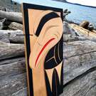 Raven, red cedar wall art, by Bear (Doug) Horne