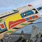 Eagle design on red cedar Eagle Feather, Squamish artist Brad Joseph Jr. 