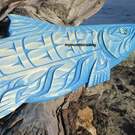 Gorgeous blue Salmon, hand carved and inlaid by Brian Bob