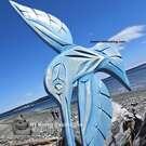 Local First Nations art carving, Northwest native American art, Vancouver Island, Canada, Nootka wooden art