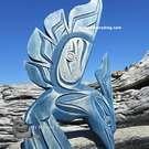 Vibrant blue Kingfisher, hand carved, inlaid, direct from artist Brian Bob  