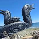 Northwest Coast native American art, authentic Indigenous wooden art carving from Vancouver Island, Canada