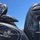 Northwest Coast native American art, authentic Indigenous wooden art carving from Vancouver Island, Canada