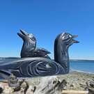 Mother Loon with Baby Chick, inlaid, by Nootka artist Brian Bob 