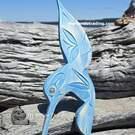 Vibrant blue Hummingbird, Bird of Love, Nootka art, Brian Bob 