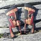 Pair of Hummingbirds, Lovebirds, stained cedar, hand carved by Charles George Sr. - on HOLD