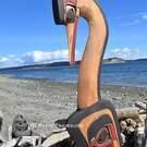 Local Canadian authentic and hand carved native Indigenous art, Northwest Coast Indigenous art carved sculpture, signed, direct form artist