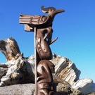 1950-60's Model Totem Pole, 28" by late Charlie Mickey