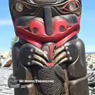Haida art direct from artist, Northwest Coast native American, Indigenous art, hand carved cedar totem, new in our native Art Gallery on Vancouver Island