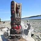 Haida art direct from artist, Northwest Coast native American, Indigenous art, hand carved cedar totem, new in our native Art Gallery on Vancouver Island