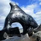 Massive Killer Whale, black, inlaid, by George Nookemus