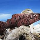 Detailed, large Salmon carving by Gino Seward