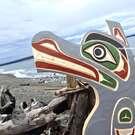 Gray Wolf, hand carved, hand painted by Indigenous artist Shane Flood Baker