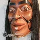 Very powerful Copper Woman Mask, hand carved by Janice Morin