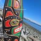 Bear, ceremonial Dance Paddle, 37" cedar, hand carved by Laurence Scow