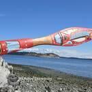 Salmon, ceremonial Dance Paddle, 37" authentic cedar art, Laurence Scow, Kwakiutl 