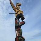 Model Totem Pole, Eagle whale and Raven by member of the Joseph family