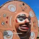 Large Copper Moon, cedar, hand carved, hand painted by Mervyn Child