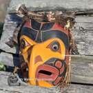 Beautiful Eagle Mask, cedar, authentic vintage Indigenous art by Nancy Dawson