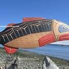 23" beautiful Salmon on red cedar, authentic Squamish art by Neil Baker