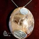 Sterling silver on copper Killer Whale and Moon pendant, 3", Norman Seaweed