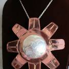 3 1/2" Silver on copper, Sun pendant by Norman Seaweed