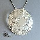Eagle, front view, 1.75" sterling silver pendant by Paddy Seaweed 