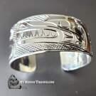 Sterling Silver 1" full wolf cuff bracelet, gorgeous jewelry art by Paddy Seaweed