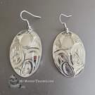 Eagle and moon, drop earrings, sterling silver by Paddy Seaweed