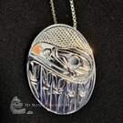 Sterling Silver ovale Raven pendant by Paddy Seaweed