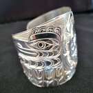 2 inch Moon/Thunderbird/Sea Raven, silver cuff Bracelet, Paddy Seaweed (with video!)