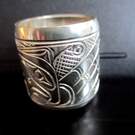 Sterling silver men's Thunderbird Ring, 1", by Paddy Seaweed