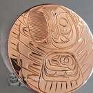 2" Copper Eagle and Salmon spirit, circular pendant by Jewelry artist Paddy Seaweed