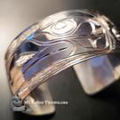 Silver Raven cuff bracelet, 1", jewelry art by Paddy Seaweed
