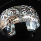 Silver Eagle and Whale cuff bracelet, 1", by Paddy Seaweed