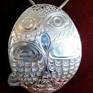 Large Sterling Silver OWL pendant, Paddy Seaweed