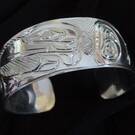 Raven in flight, sterling silver cuff bracelet by Paddy Seaweed